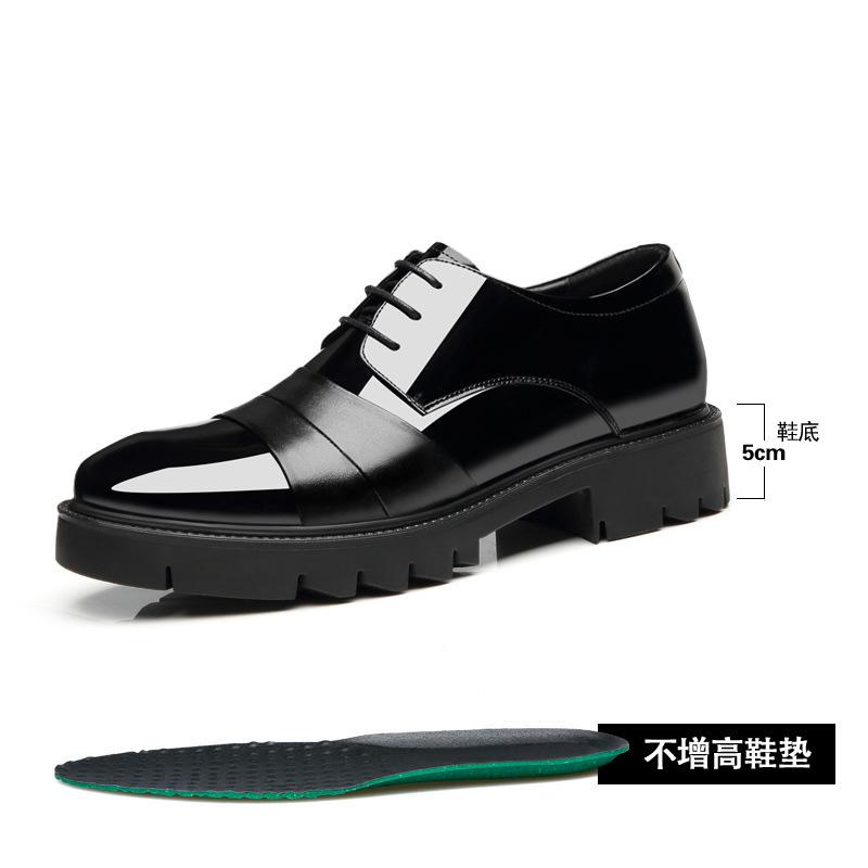 

Inner height increase 10cm leather shoes men s business dress paint bright leather 8cm thick sole height increase shoes groom wedding p 44