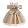 Vestido de Princesa de Satén Champagne para Niñas Vestido de Fiesta de Cumpleaños