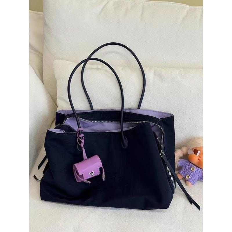 Tote Commuter Handbag - Fashionable and Simple Single-Shoulder Crossbody Bag чёрный/фиолетовый