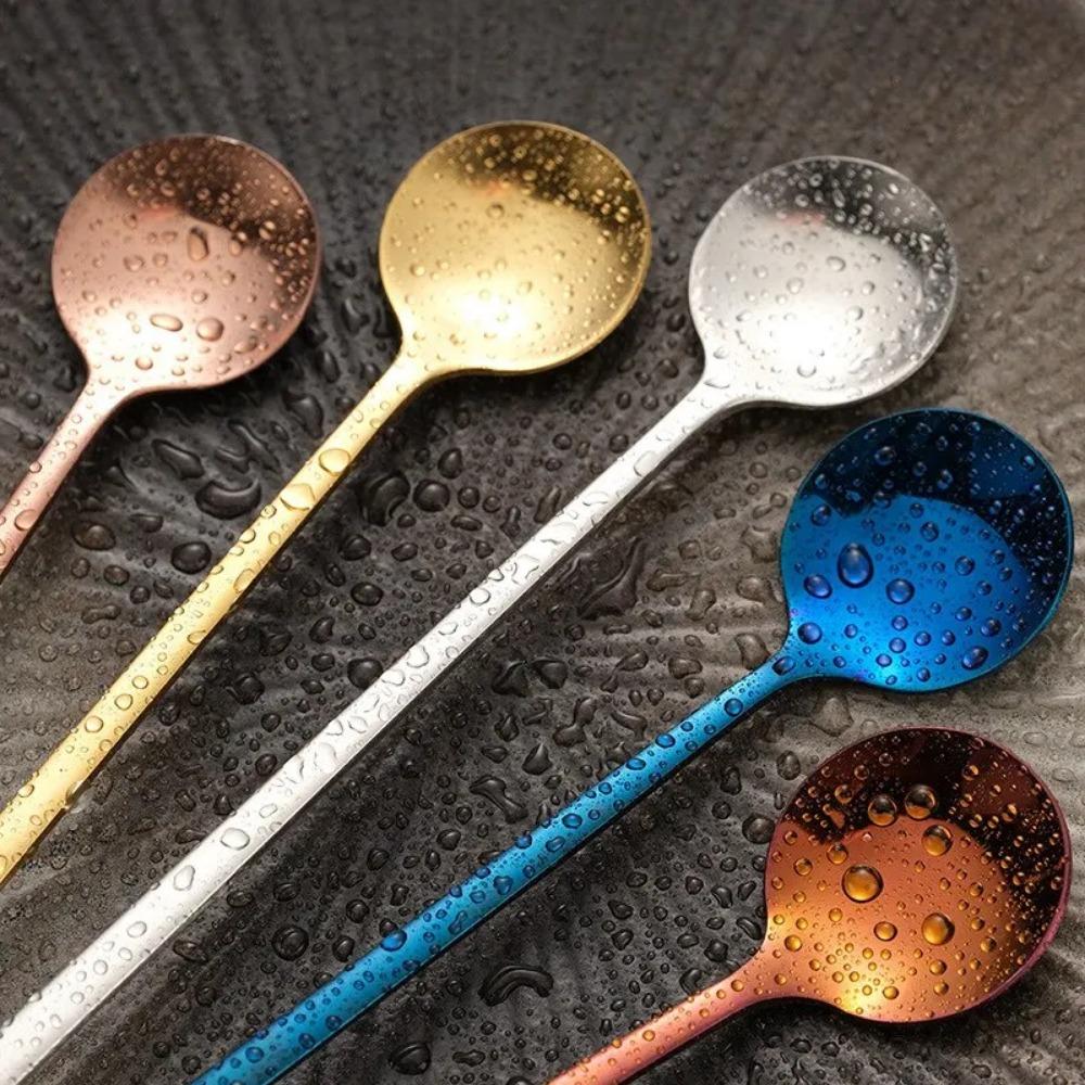 4 SZTUKI Łyżeczki do kawy ze stali nierdzewnej 304 do lodów, herbaty, mieszania, z długim uchwytem, akcesoria kuchenne, dekoracja zastawy stołowej