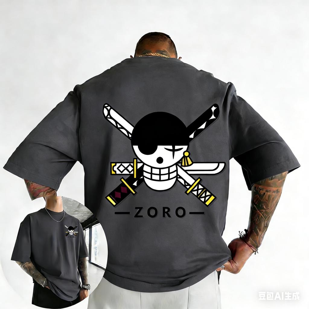 One Piece Anime Roronoa Zoro Printed Cotton Tshirt 2026 Summer New Unisex Harajuku Large Loose Casual Y2k Parent Child Top