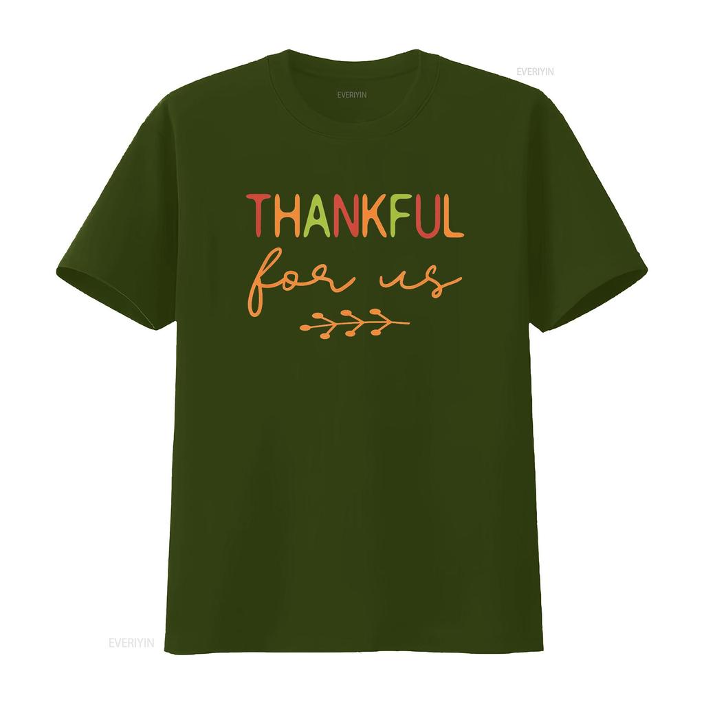 Thankful For Us Thanksgiving Matching Family Couples T Shirt Black vintage Washed Versatile Breathable Casual Unisex