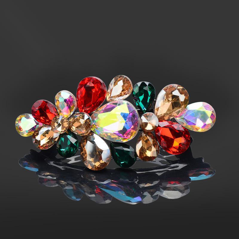 

Роскошные искусственные пружинные заколки со стразами для женщин, элегантные заколки в виде листьев и цветов для свадебных головных уборов