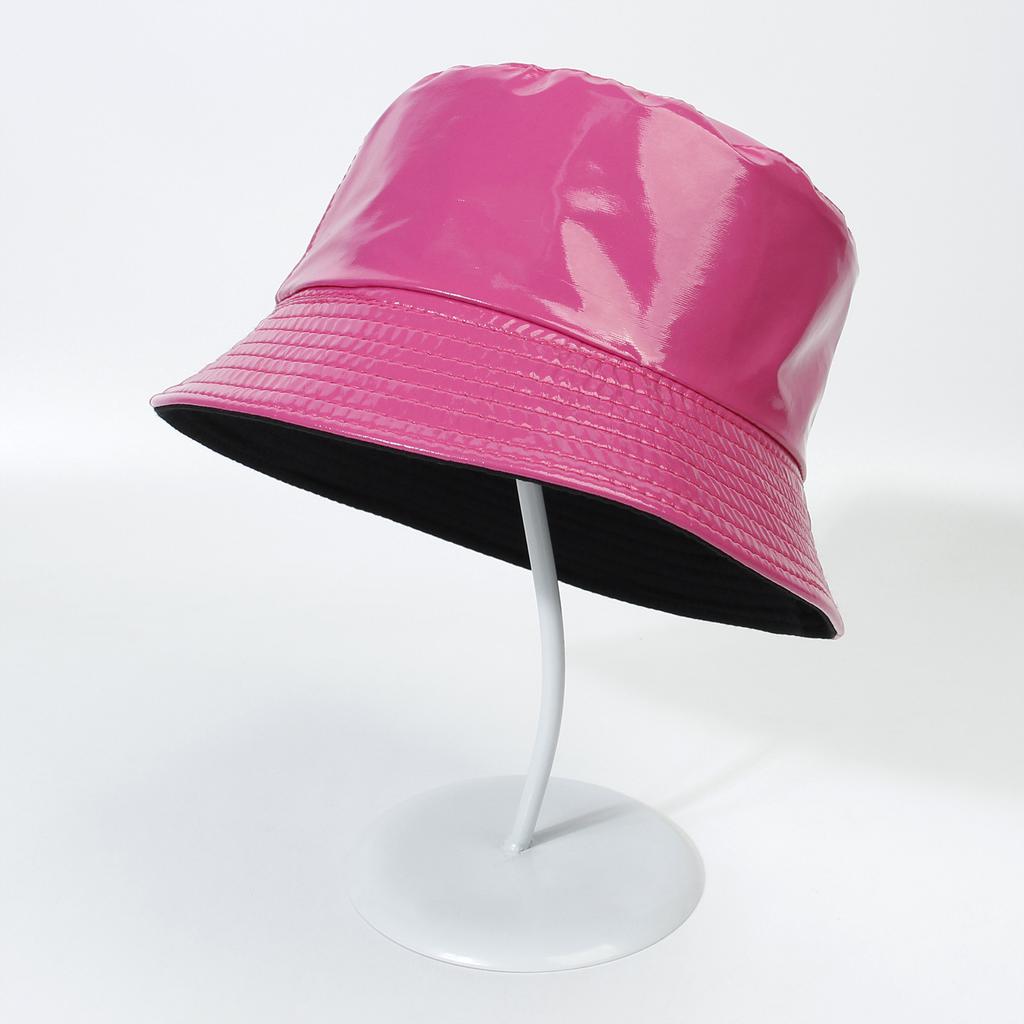 Faux Leather Reversible Bucket Hat Fashion Waterproof Fisherman Hats For Men Women Gold Silver Black Fishing Cap Sun Hat