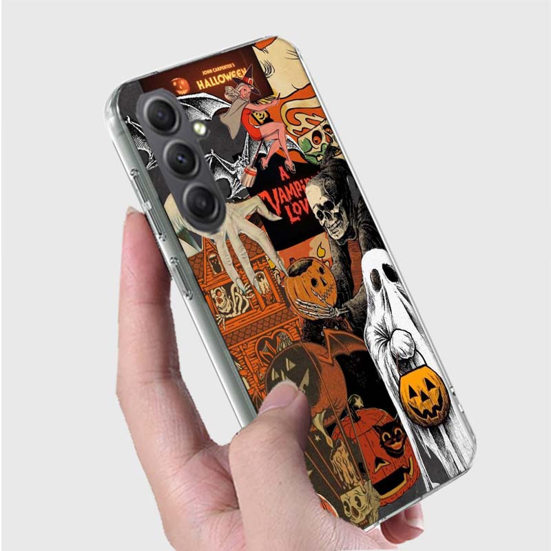 Halloween Fall Art Witch Cat Phone Case for Samsung A16 A26 A36 A56 A17 A37 A57 A07 A06 A02S A03 A04S A05S Galaxy Note 20 10 A50