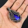 Joyful Lapis Lazuli Gemstone Pure Copper Wire Wrapped Handmade Pendant Jewelry