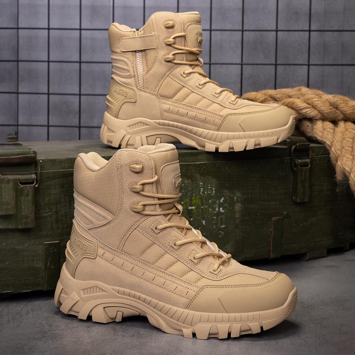 Men s 2025 Tactical Desert High-Top Military Hiking & Mountaineering Boots - Large Size Outdoor Footwear 47 хаки