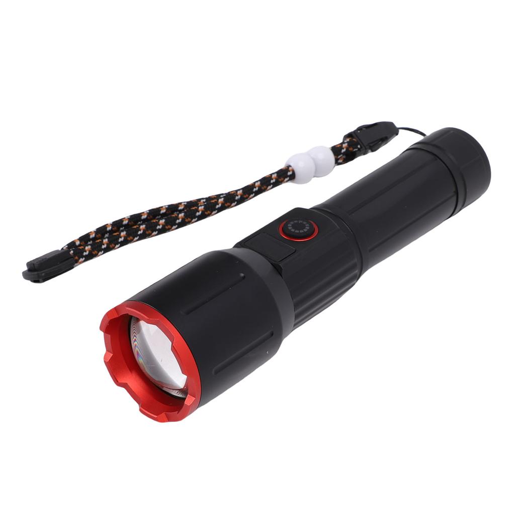 Rechargeable LED Flashlight Aluminum Telescopic Zoom IPX6 Water Proof Super Bright Flashlight with 2 USB Ports Digital