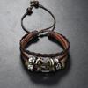 Multi Layer Leather Bracelet Adjustable Star Beaded Bangle for Women Men