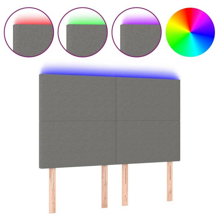 VidaXL LED Headboard Bedroom Furniture Double Bed Accessory Head of Bed Frame Interior Dark Grey 3122143