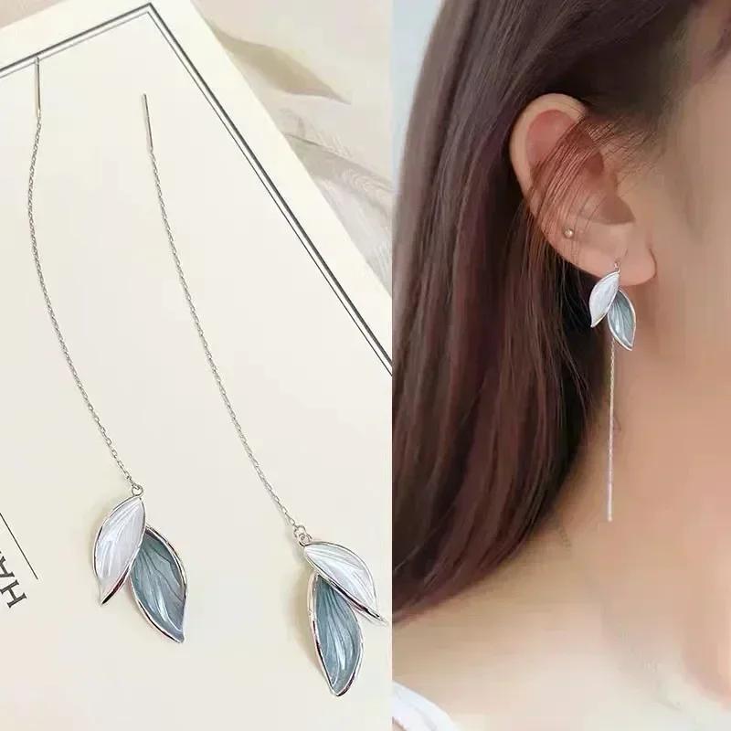 Silver Plated Heart Chain Earrings For Women Hypoallergenic Jewelry Party Gift Accessories Trendy Heart Earrings