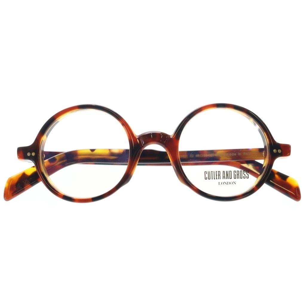 Used CUTLER AND GROSS GR01 02 Round Frame Clear Lens Sunglasses Glasses Brown