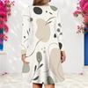 Women Plus Size V Neck Long Sleeve Abstract Printed A Line Dress