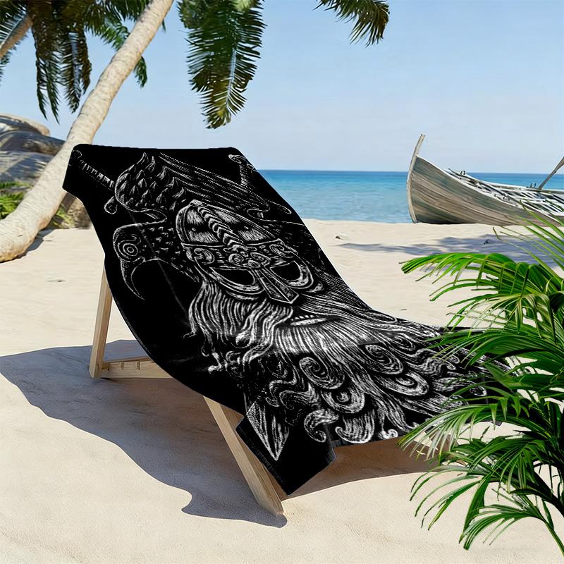 Odin Viking Warrior 2D Flat Print Beach Towel, Large Soft Quick Dry Towel for Beach Camping SwimmingZSTJ0915129