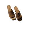 Handwoven~ Retro cowhide slippers women's head summer new solid color temperament foot thick heel cool slippers