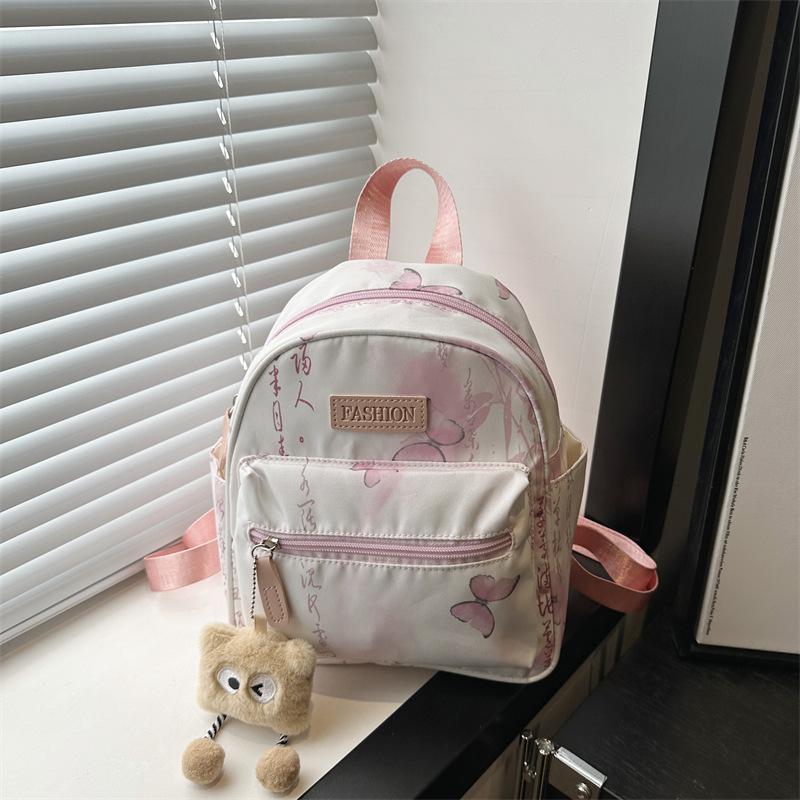 

Printed Ladies Backpack Fashion Printed Casual Student School Bag Daily Commuter Versatile Small Backpack Without pendant розовый