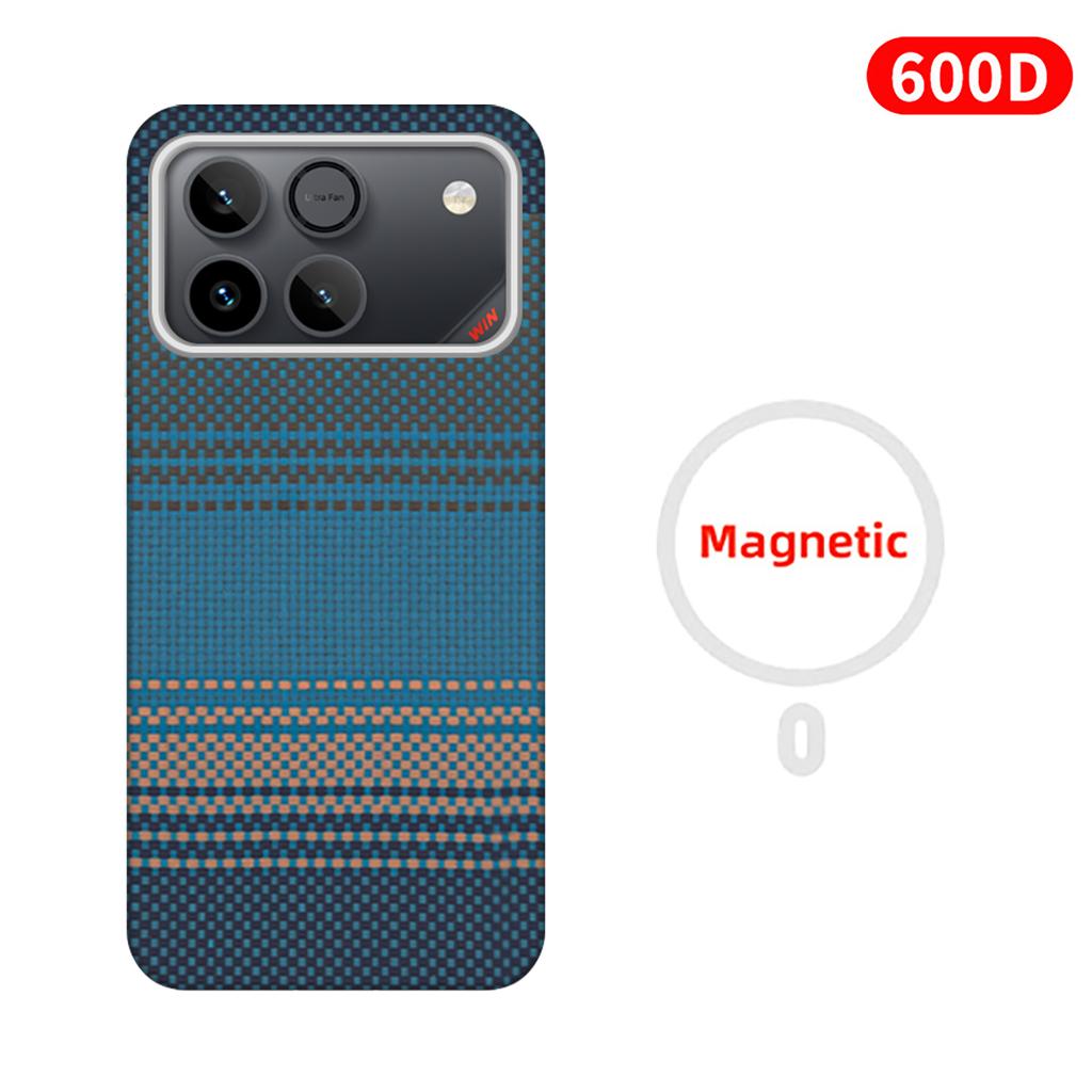 600D Real-thin Carbon Fiber Phone Case for Honor Win/Win RT Case Aramid Fiber Fabric Thinhard Magnetic Black Slim Light Red Case