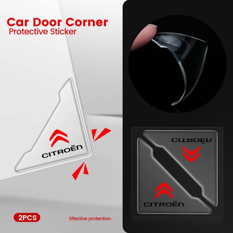 2Pcs Car Door Corner Anti-collision Cover Anti-Scratch Protection Sticker For Citroen C1 C2 C3 Grand C4 Picasso C4L VTS C-ELYSEE