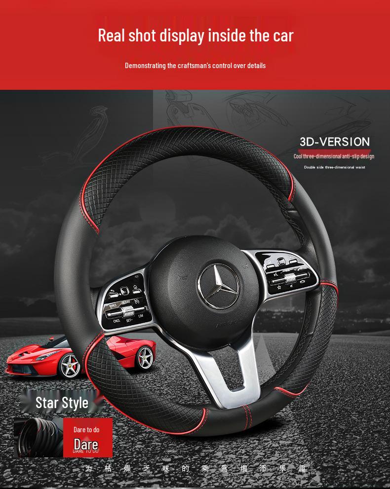 Universal All-Season Anti-Slip Leather Steering Wheel Cover for Cars, Minivans, and Pickups