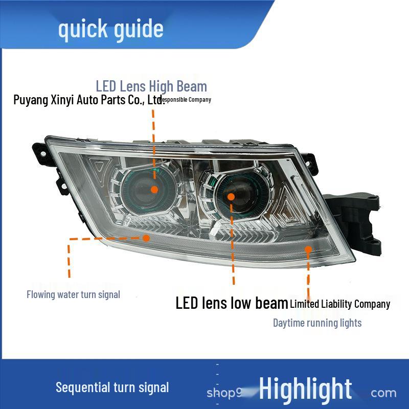 Optimized Dual-Lens LED Headlight for JAC K7: Super Bright Spotlight with Flowing Turn Signal & Daytime Running Light