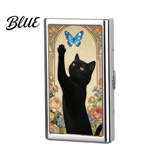 Men Card Box Vintage Style Case Slim Stainless Steel Holder Secure Snap Closure Fits Cash ID Business Cards Wallet for Women Pocket-sized