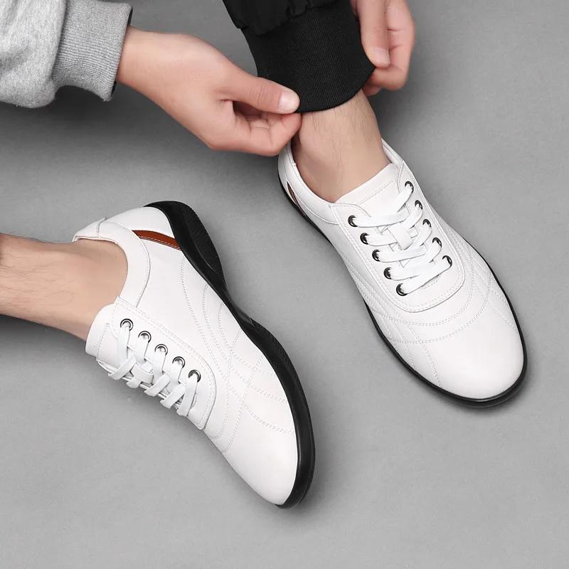 Sports Casual Shoes for Men British Leather Non-slip Men's Sports Shoes Comfortable Soft Sole Men's Casual Leather Shoes