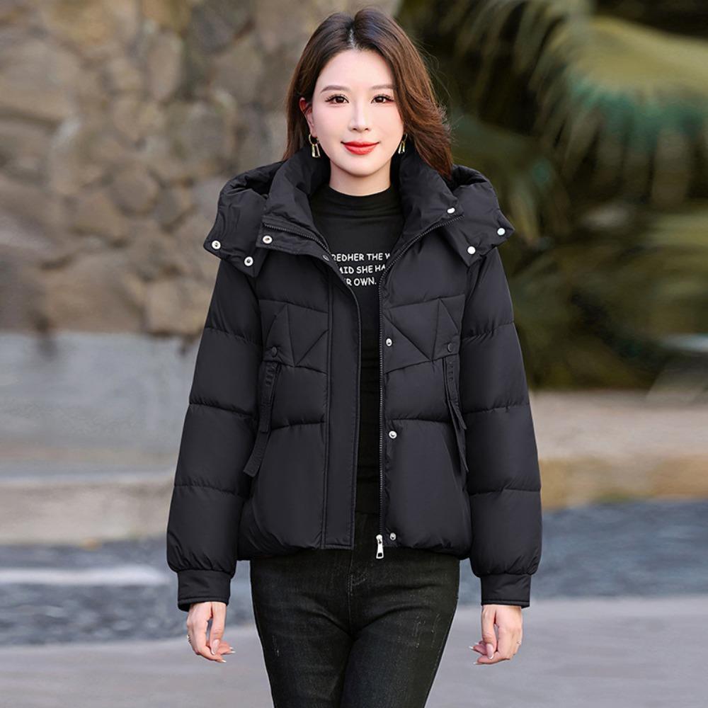 

Хлопковая куртка женская зимняя утолщенная 2025 новая модная женская зимняя теплая куртка-шорты с подкладкой для мамы XXXL чёрный