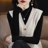 Sweater Vest Spring Autumn Warm Fashin Korean Soft Loose Knit Vest V-neck Knitwear Pullovers Short Style Sweater Vest