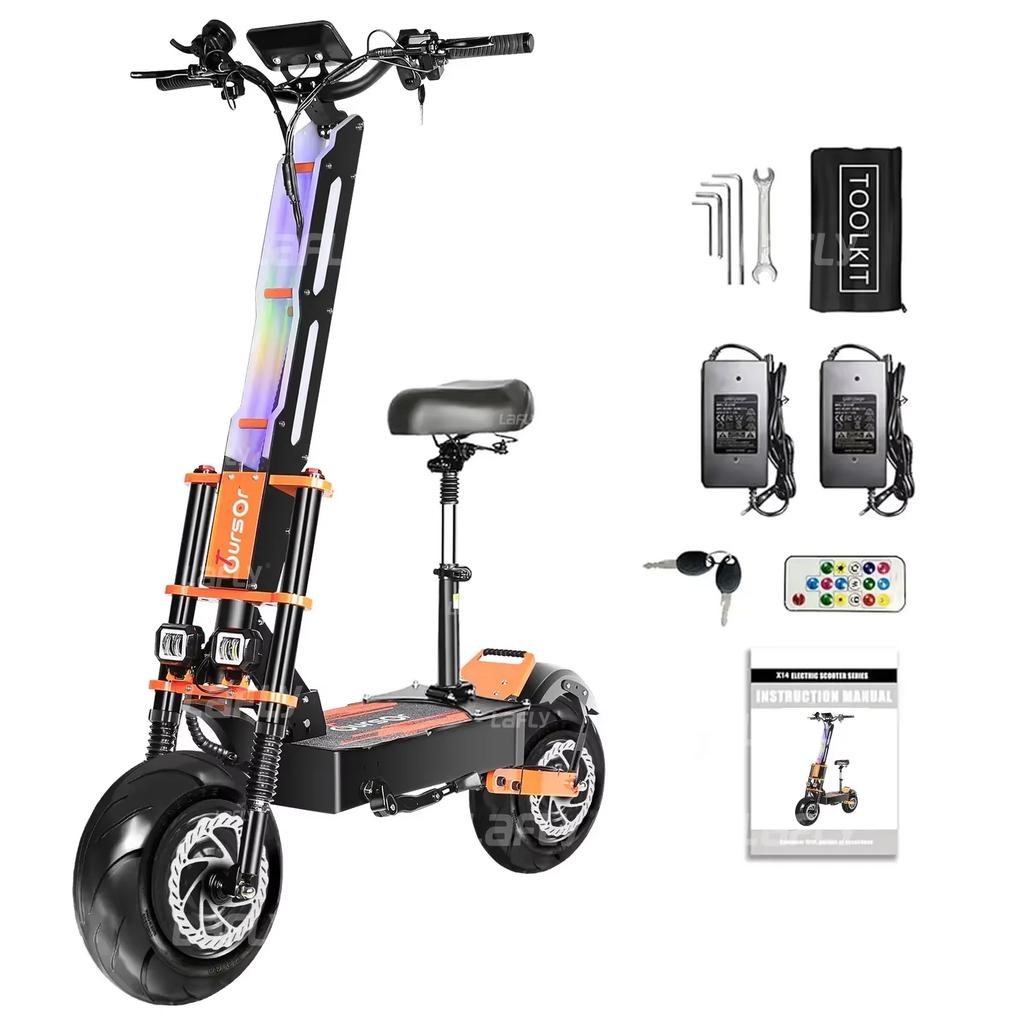 X8 PRO 8000W Doppelmotor 60V Elektroroller 14 Zoll Große Offroad-Reifen Höchstgeschwindigkeit 95km/h LCD-Anzeige Faltbarer E-Scooter mit Sitz