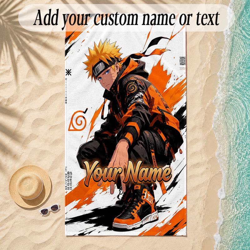 Beach TowelNaruto Custom Name Text Personalized Soft Towel for Beach Pool Indoor Home Decor Gift