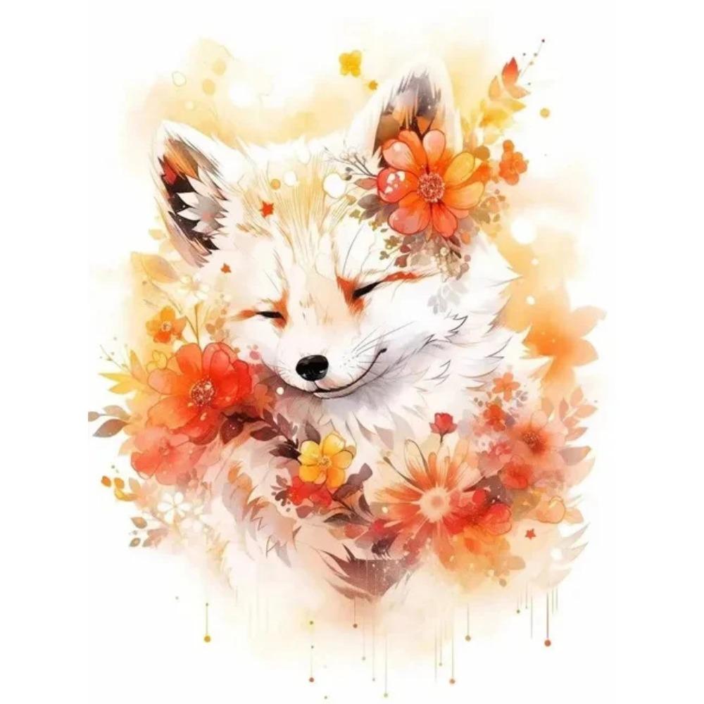 Diamantmaleri Full Drill Ice Skulptur Phoenix Rund Diamantmaleri Håndlaget Flower Fox Diy Diamond Mosaikkmaleri Hjemdekorasjon