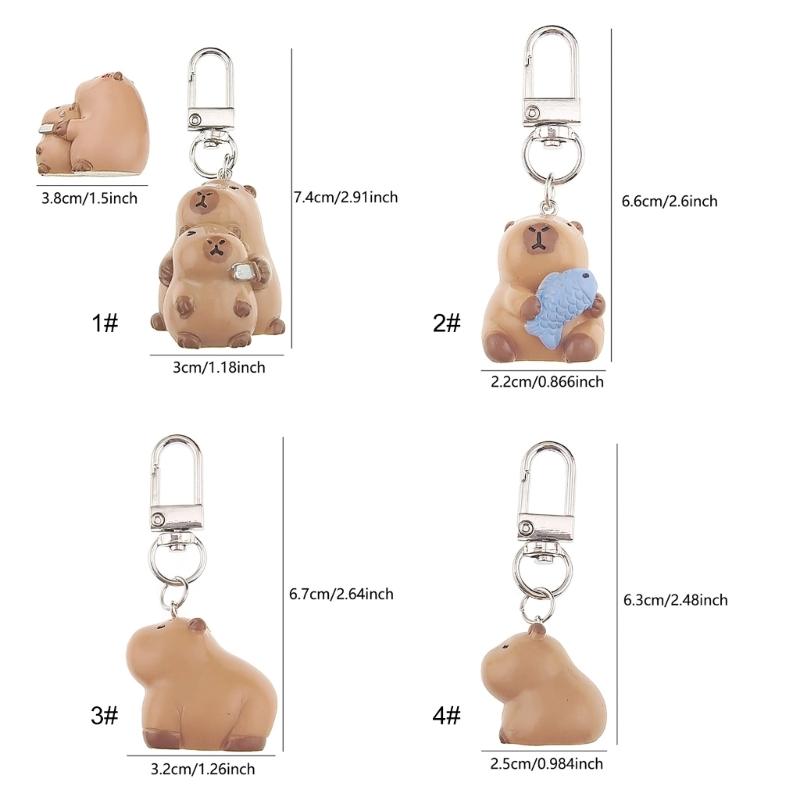 Lovely Capybara Keychain Adorable Cartoon Designed Key Holder Hanging Ornament for Bag Charm or Car Decoration