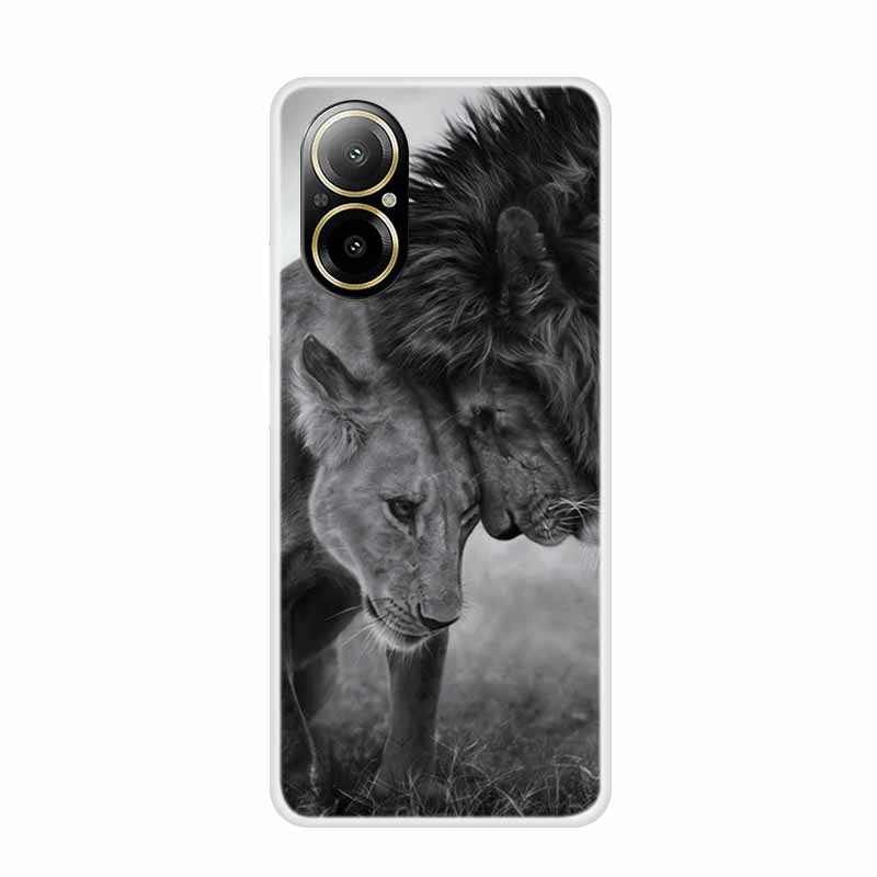 Soft Case For Realme C67 Painting Animals Luxury Silicone Phone Cover for Realme C 67 Protector Transparent Shell Clear Cases