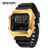 Sanda Luminous Waterproof Teen Alarm Watch - Square Electronic Sports Countdown Timer