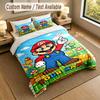 Custom Name Text Bedding 3Pcs Set,Super Mario 1 Duvet Cover 2 Pillowcases Soft Bed Linen For Gift