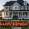 Nuxovilar Happy Birthday Yard Banner - 78.7x17.7 Inch Brick Wall with Colorful String Lights,Happy Birthday Yard Design, Outdoor/Indoor Giant