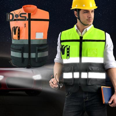 Uomo Donna Gilet Riflettente ad Alta Visibilità Collo Alto Senza Maniche Multi Tasche Design Gilet Tasca Trasparente per ID Portapenne Gilet Cappotto