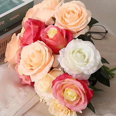 False Flower Vivid Long Lasting Lightweight Excellent Faux Silk Bouquet Rose Flower Decoration for Dorm