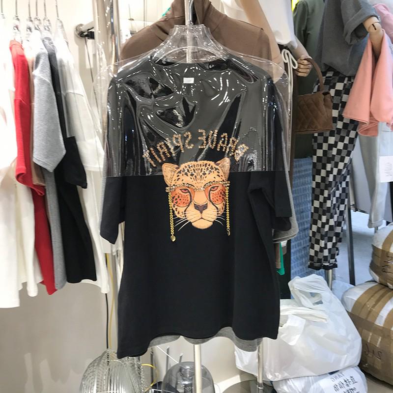 Women's Loose Fit Tiger Head Print Cotton T-Shirt, Spring/Summer 2022 Trend