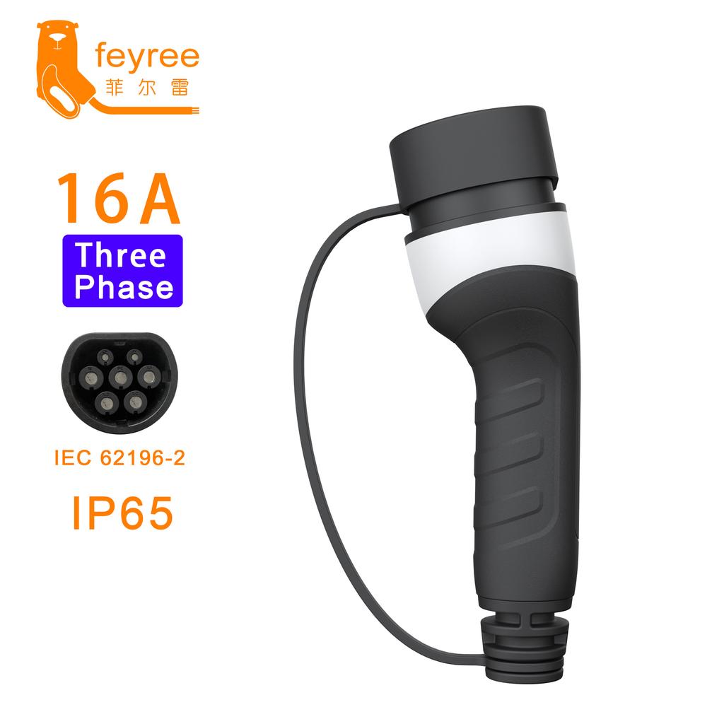 feyree EV Charger Type2 Plug Adapter 16A 32A Female Car Side IEC62196-2 Convertor 1 Phase 3 Phase for Electric Vehicle Car