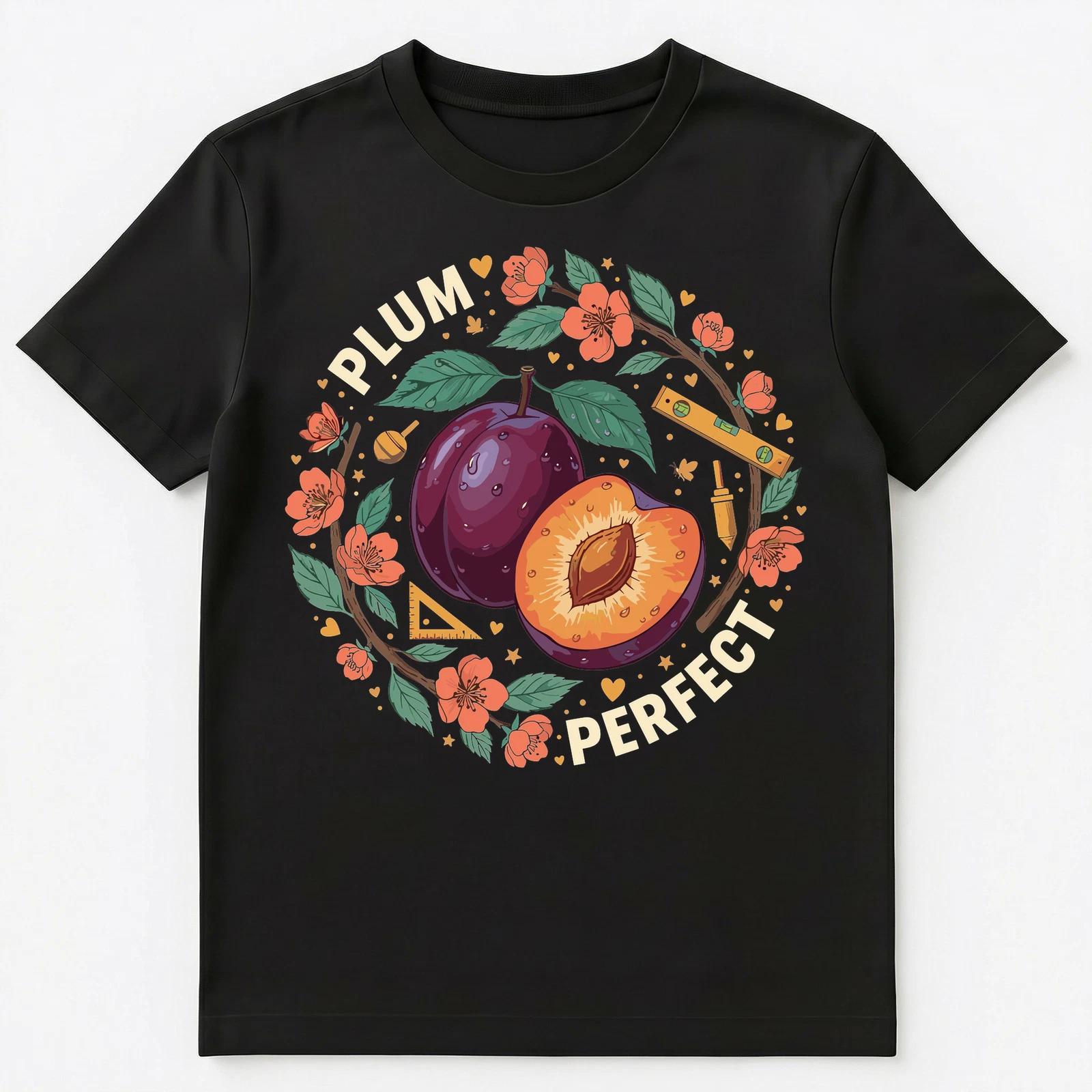 

Plum Perfect Motivational Floral Fruit Design Unisex T-Shirt M
