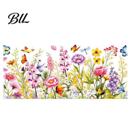 Bathroom Window Decal Spring Summer Flower Butterfly Cling Colorful Floral Sticker Scratch-resistant Removable Double-Sided Static Decals for
