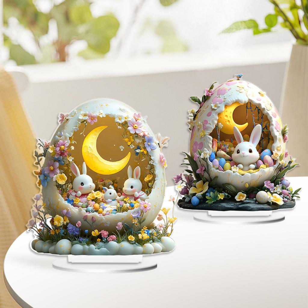2D Resurrection Easter Rabbits Acrylic Home Decor Ornament