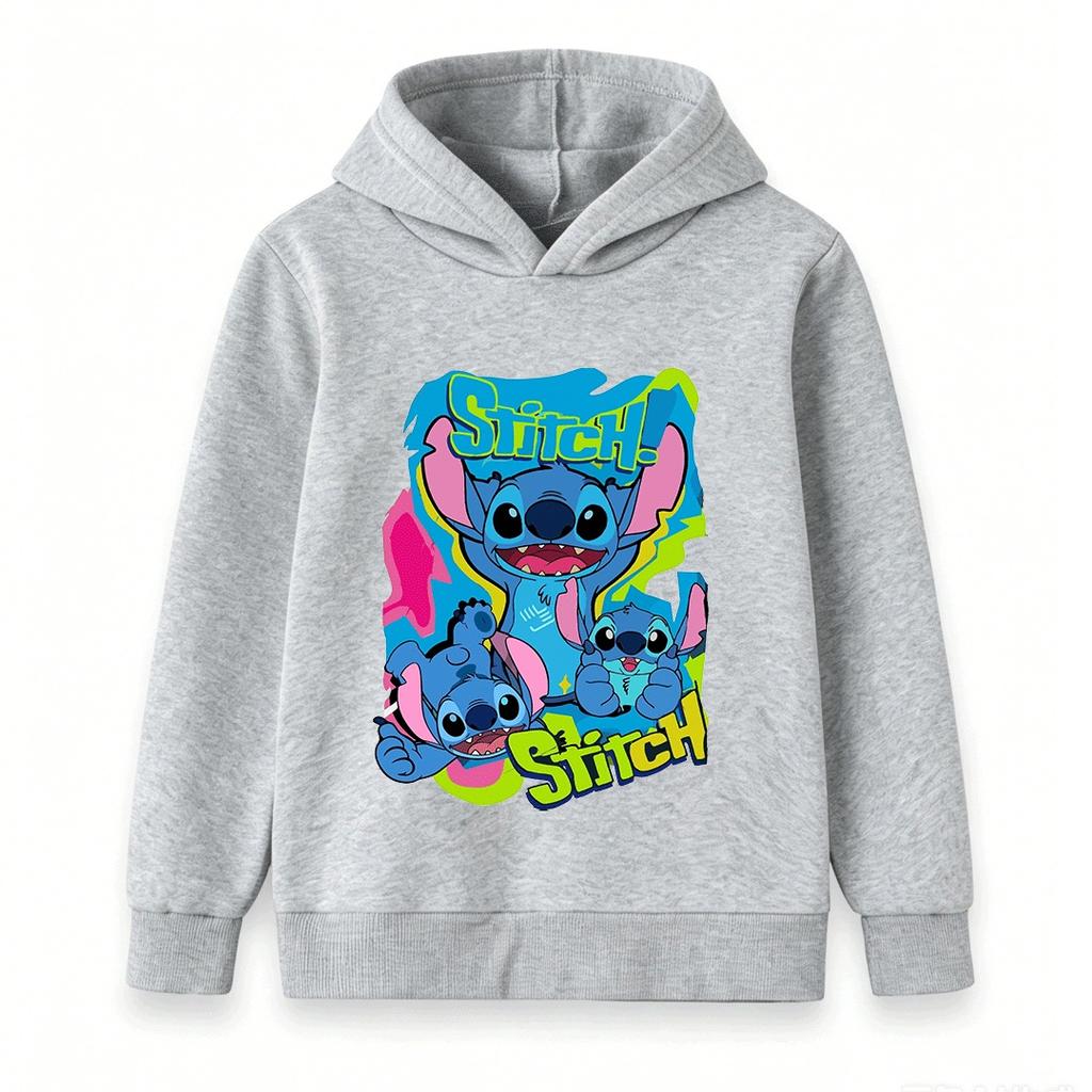 Kids Boys Girls Hoodie Cute Cartoon Stitch Printed Long Sleeve Pullover Sweatshirt Casual Tops for Toddlers