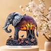 Böhmischer Sonnenuntergang mit Elefanten-Ornament - Acryl-Dekoration für Zuhause & Büro