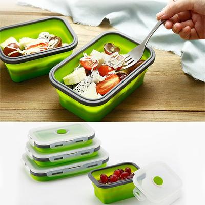 Portable Kitchen Household Picnic Boxes Silicone Food Container Folding Lunchbox Collapsible Bowl