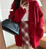 Women’s V-Neck Mid-Length Knit Cardigan - Loose Fit for Spring & Autumn