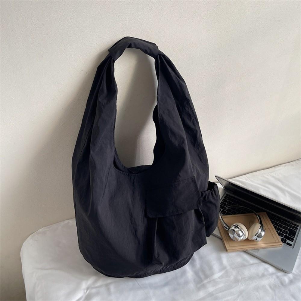 Large Capacity Wrinkle Handbags Versatile Tote Bag Trendy Nylon Shoulder Bag  Trendy Style