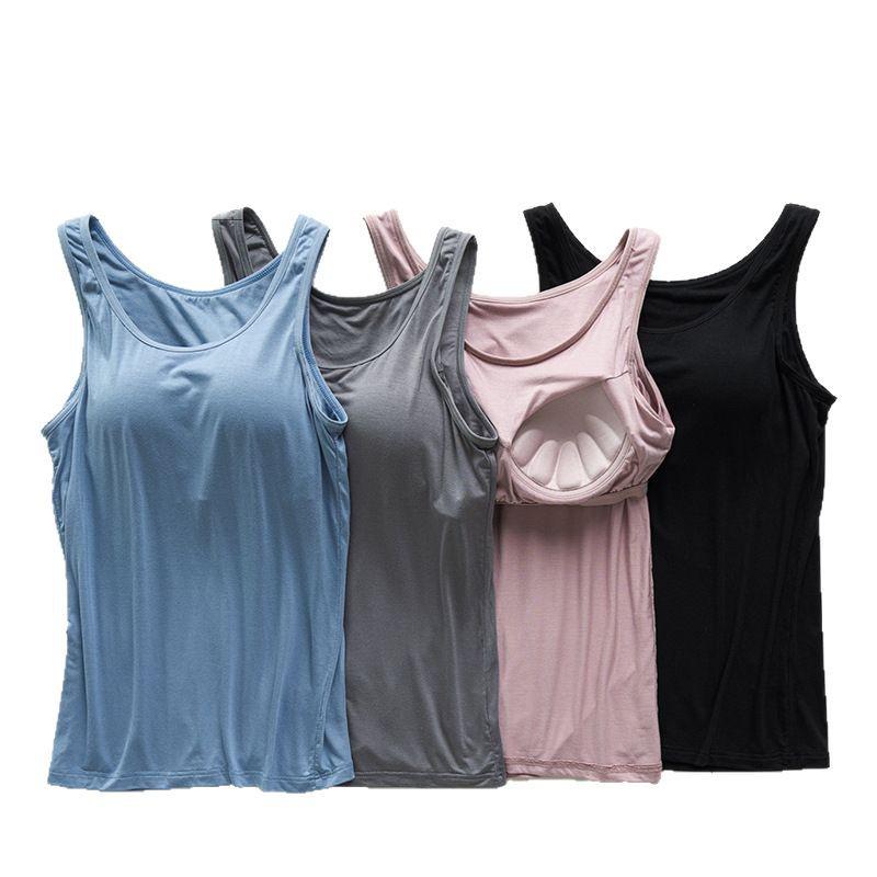 Kubek na pięć palców Damski modalny top na ramiączkach: Camisole z wbudowanymi wkładkami na biust