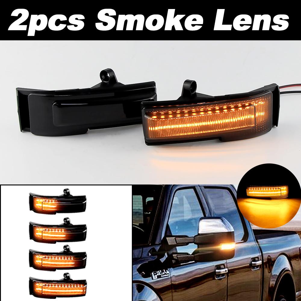 

2PCS Side Mirror Signal Blinker Lights For Ford F-150 2015-2026 F150 LCI 2018-up LED Dynamic Turn Signal Lamp Black Lens